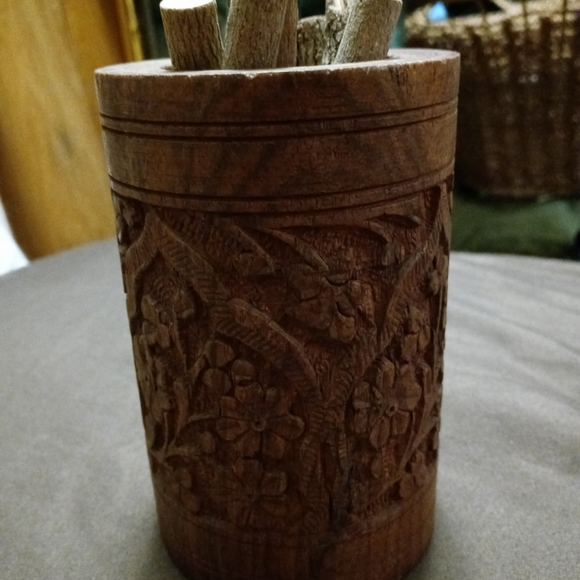 CUSTOM WOOD CUP & PENCILS Other - 🐻🐴HAND CARVED NOTABLE CUP SET🎑